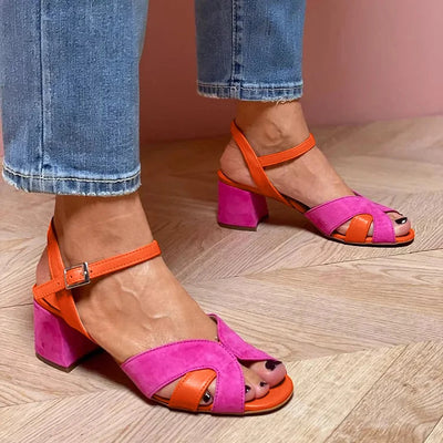Lorette | Färgkombination Sandaler med bekväm klack