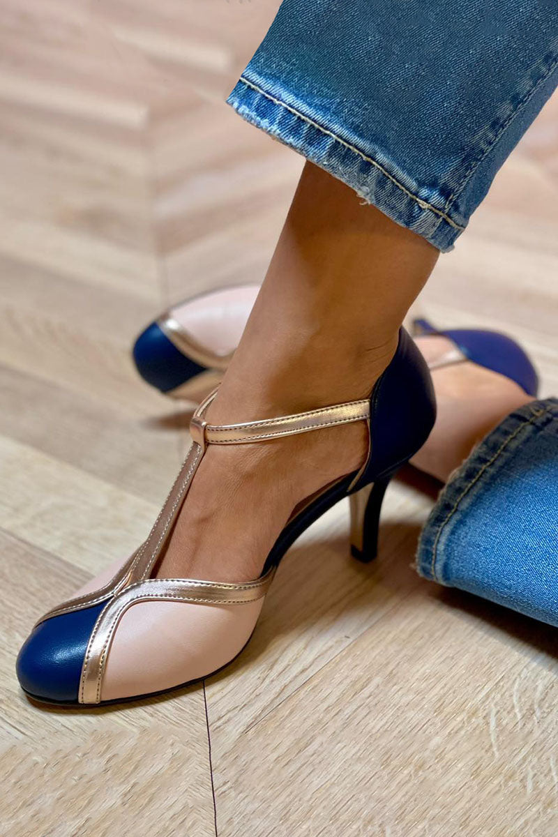 Alessia™ | Färgglada och bekväma T-straps pumps med rund tå
