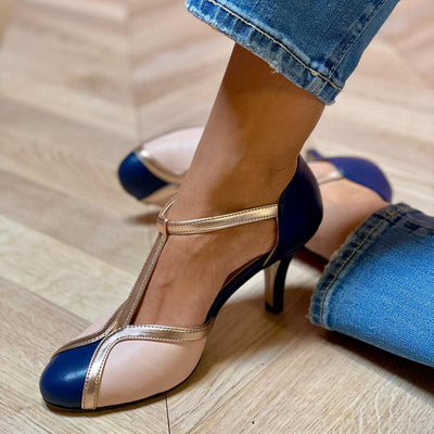 Alessia™ | Färgglada och bekväma T-straps pumps med rund tå