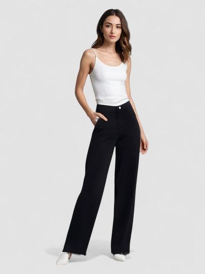 Saga | Elegant Svart Jeans med Rå Finish