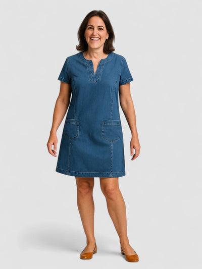 Mjuk Denimklänning med Framfickor
