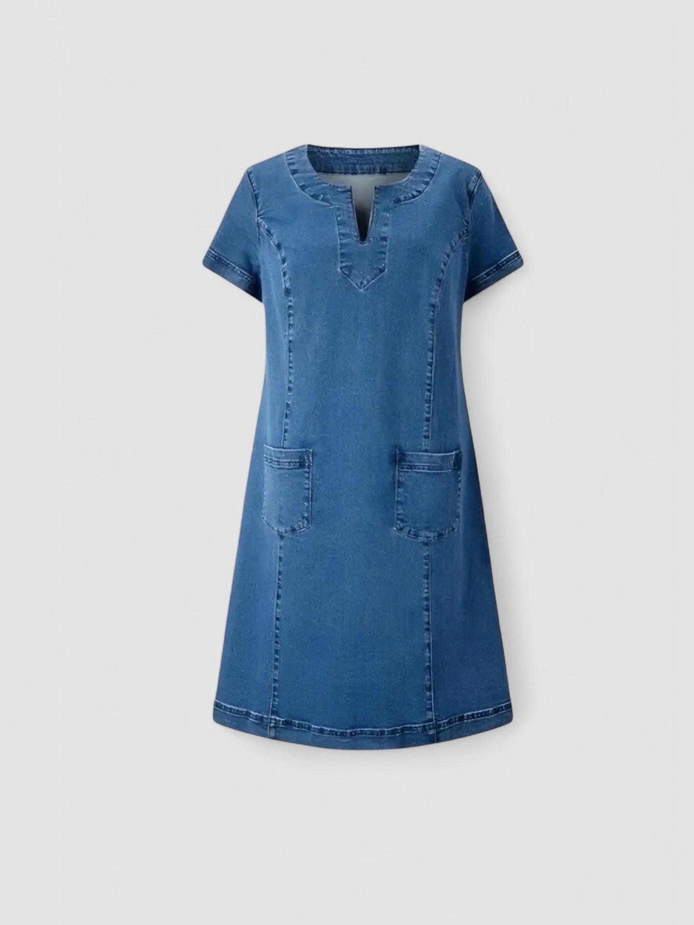 Mjuk Denimklänning med Framfickor