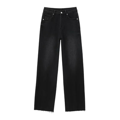 Saga | Elegant Svart Jeans med Rå Finish