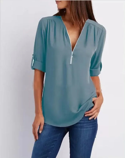 Ronja – Elegant topp med dragkedja