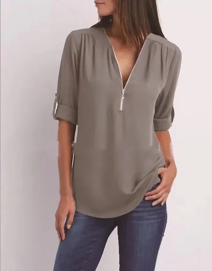 Ronja – Elegant topp med dragkedja