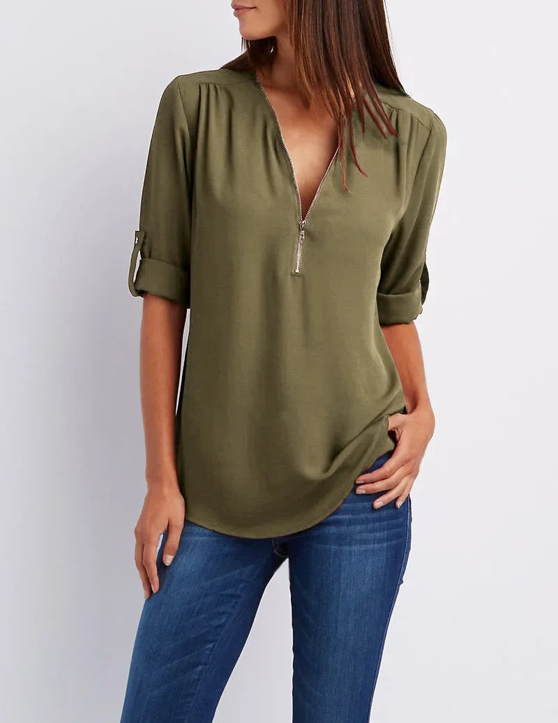 Ronja – Elegant topp med dragkedja