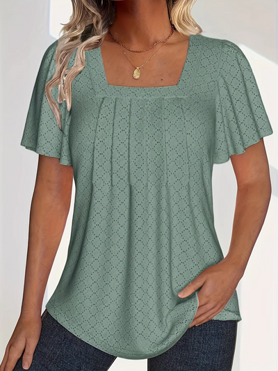 Mirelle – Blus med fyrkantig halsringning och textur