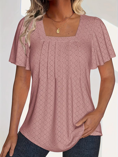 Mirelle – Blus med fyrkantig halsringning och textur