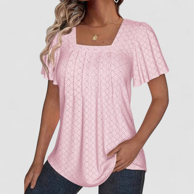 Mirelle – Blus med fyrkantig halsringning och textur