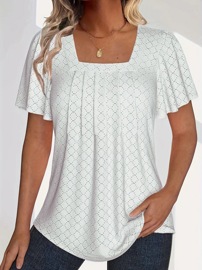 Mirelle – Blus med fyrkantig halsringning och textur