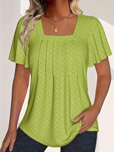 Mirelle – Blus med fyrkantig halsringning och textur