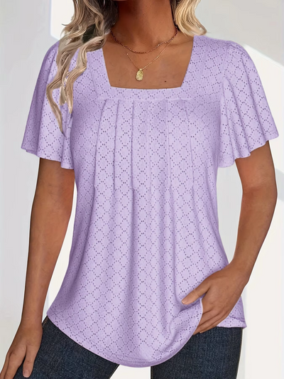 Mirelle – Blus med fyrkantig halsringning och textur