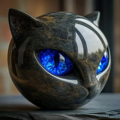 NyxCharm - Mystisk svart katthuvudskulptur