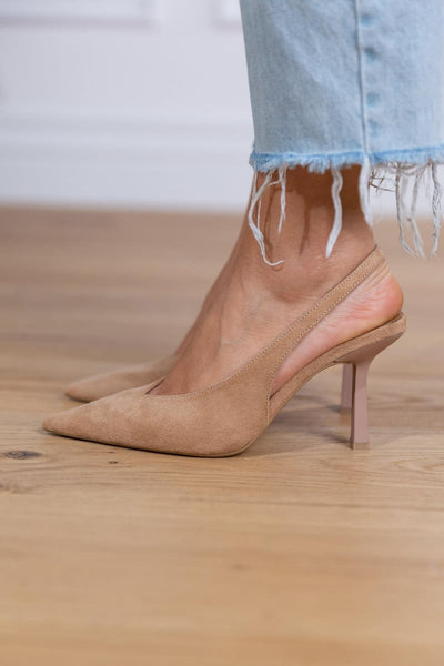 Marlena™ | Nude Slingback-pumps med fin klack