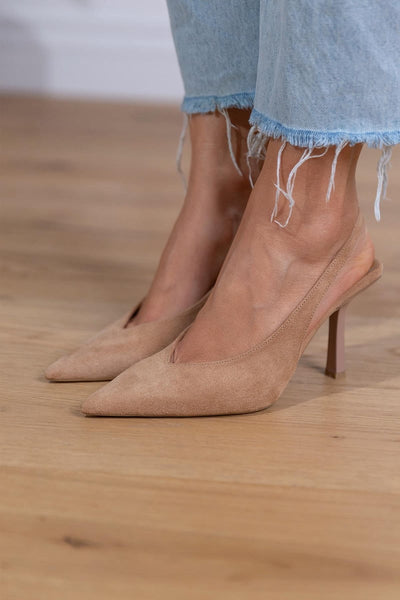 Marlena™ | Nude Slingback-pumps med fin klack