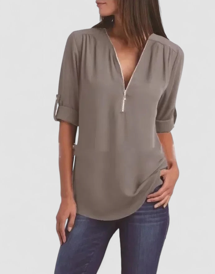 Ronja – Elegant topp med dragkedja